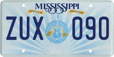 MS license plate ZUX090