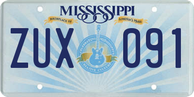 MS license plate ZUX091