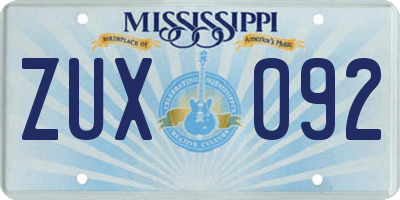 MS license plate ZUX092
