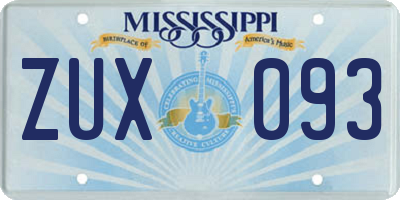 MS license plate ZUX093