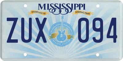 MS license plate ZUX094