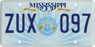 MS license plate ZUX097