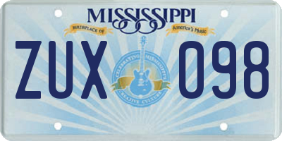 MS license plate ZUX098