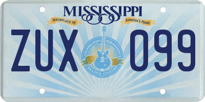 MS license plate ZUX099