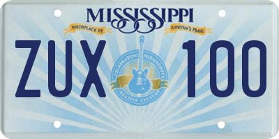 MS license plate ZUX100