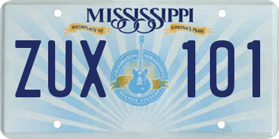 MS license plate ZUX101