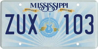 MS license plate ZUX103