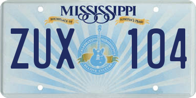 MS license plate ZUX104