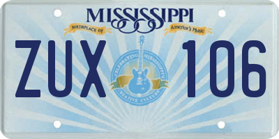 MS license plate ZUX106
