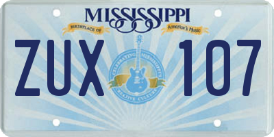 MS license plate ZUX107