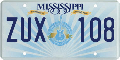 MS license plate ZUX108