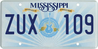 MS license plate ZUX109