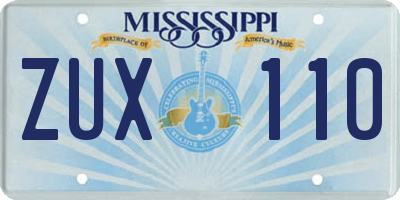 MS license plate ZUX110