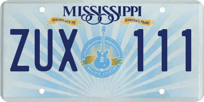 MS license plate ZUX111