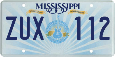 MS license plate ZUX112