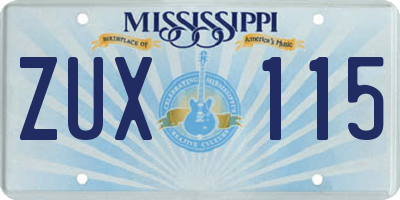 MS license plate ZUX115