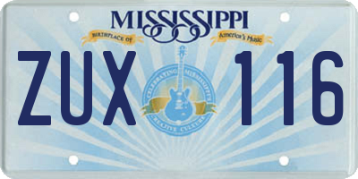 MS license plate ZUX116
