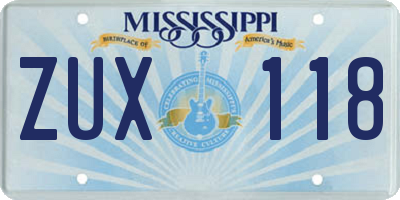 MS license plate ZUX118