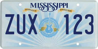 MS license plate ZUX123