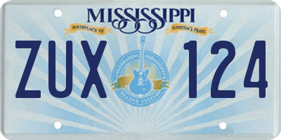 MS license plate ZUX124