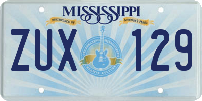 MS license plate ZUX129