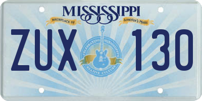 MS license plate ZUX130