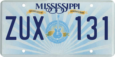 MS license plate ZUX131