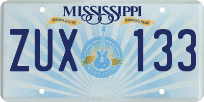 MS license plate ZUX133