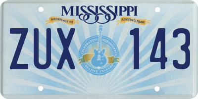 MS license plate ZUX143