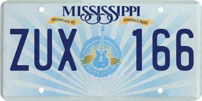MS license plate ZUX166