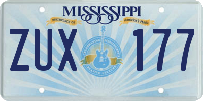 MS license plate ZUX177