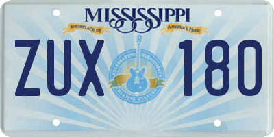 MS license plate ZUX180