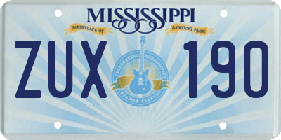 MS license plate ZUX190