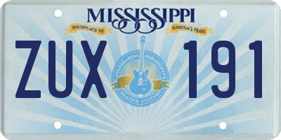 MS license plate ZUX191