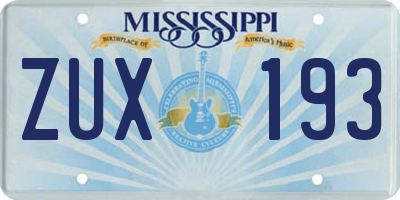 MS license plate ZUX193