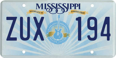 MS license plate ZUX194