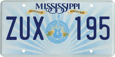 MS license plate ZUX195