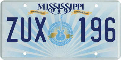 MS license plate ZUX196