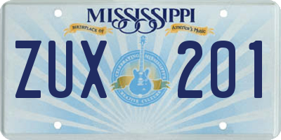 MS license plate ZUX201