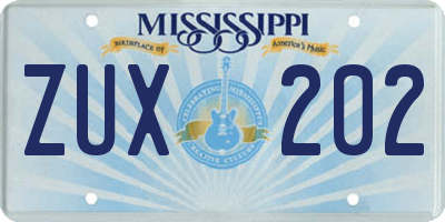 MS license plate ZUX202