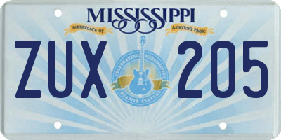 MS license plate ZUX205