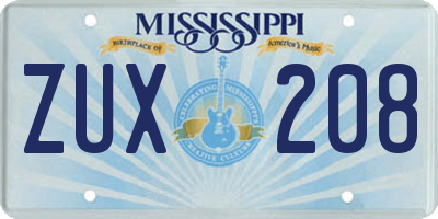 MS license plate ZUX208