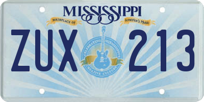 MS license plate ZUX213