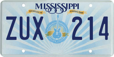MS license plate ZUX214