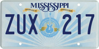 MS license plate ZUX217