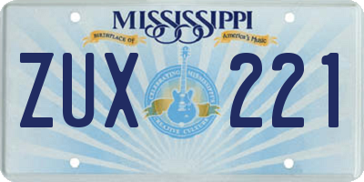 MS license plate ZUX221