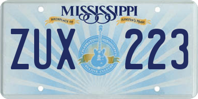 MS license plate ZUX223