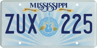 MS license plate ZUX225
