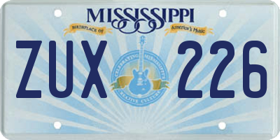 MS license plate ZUX226