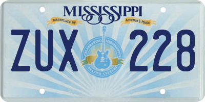 MS license plate ZUX228